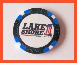 LAKE SHORE LIBERTYVILLE IL HARLEY DAVIDSON POKER CHIP BLU/NERO - Foto 1 di 2
