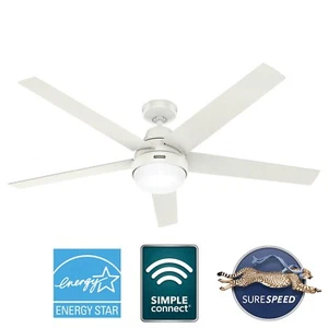 Hunter 60 inch Aerodyne Wi-Fi ENERGY STAR® Fresh White Ceiling Fan with Remote - Picture 1 of 16