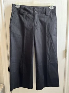 Banana Republic Pants Sz 8 Cropped Wide Leg Trousers Black Business Career EUC - Picture 1 of 15