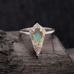 Natural Labradorite Kite Shape Ring 925 Sterling Silver Jewelry Anniversary Gift - Picture 1 of 10