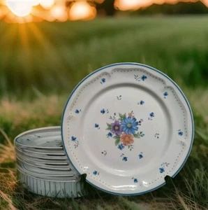 Newcor Provincial Bouquet Stoneware Dinner Plates  10 3/4" W  Set of 8 - Picture 1 of 7