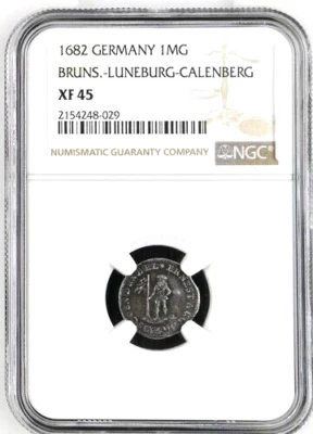 1682 German States Brunswick Luneburg Calenberg Wildman Mariengroschen NGC XF 45 - Image 1 of 3