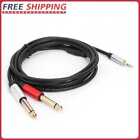 1.8m 3.5mm Stereo Male to Double 6.35mm Mono Male Micphone Audio Cable Cord Wire
