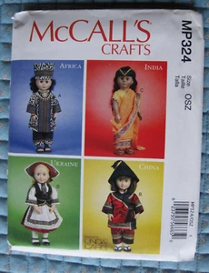 McCalls Crafts M6855 18 " Doll clothing Sew Pattern Africa India Ukraine China - Picture 1 of 2