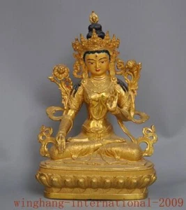 11.6"Tibetan Buddhism bronze gilt Tara Kwan-Yin GuanYin statue - Picture 1 of 10