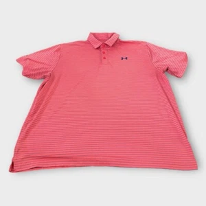 Under Armour Shirt Men’s XL Pink Stripe Golf Polo Performance Stretch Heat Gear - Picture 1 of 13