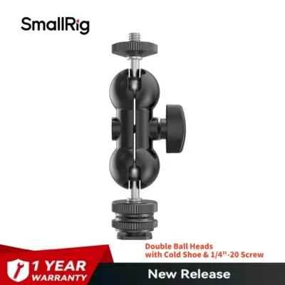 Adaptador de montaje de zapata de doble cabeza de bola SmallRig brazo mágico tornillo de 1/4" con zapata fría Foto 1 de 4