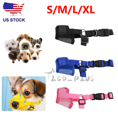 Adjustable Dog Muzzle Mouth Cover Mesh Mask Anti Stop Bite Chewing Breathable US • 5.94$