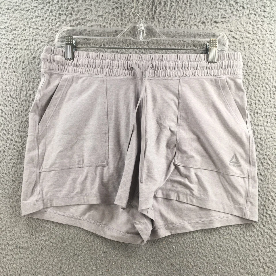 Reebok Sweat Short Pants Womens M Mid Rise Gray Elastic Waistband Drawstring - Image 1 of 4