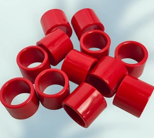 Vintage Red Napkin Rings Holder Set 12 Plastic Round Circle Kitsch Red - Picture 1 of 11