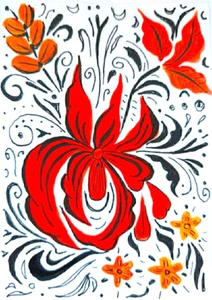 aceo acrylic painting original handmade art Ukrainian floral ornament 2.5×3.5 in - Picture 1 of 6