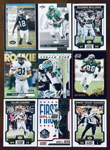 New York Jets LOT 9 CARDS 90s-2023 3 RCs Brady Van Dyke SAUCE Revis Lazard Foley