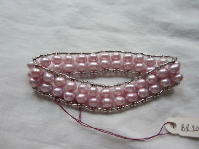 Silver Line Bracelet Stretch Pink Pearls Sterling Silver Fits 7 - 8 in wrist New - Image 1 of 2