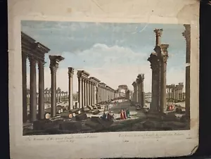 Vintage Gravur um 1750 Großer Tempel Palmira historische Lithographie selten - Bild 1 von 5