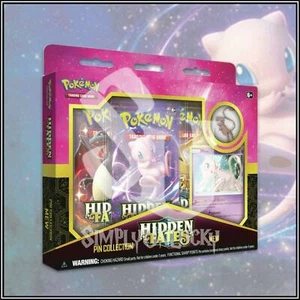 Pokémon JCC: MEW HIDDEN FATES Caja de Colección de Pines | 3 Paquetes de Refuerzo MUY RAROS - Imagen 1 de 2