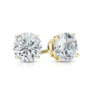1/2 Ct Stud Earrings 14k Yellow Gold Plated Simulated Diamond Women Men Earring - Picture 1 of 4