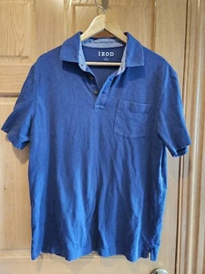 IZOD Mens Short Sleeve Navy Blue 3 Button Polo Shirt Chest Pkt w Logo Size Large - Picture 1 of 3
