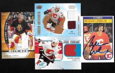 1991-92 IGA CALGARY FLAMES + MIX JERSEY AUTOGRAPH NHL HOCKEY CARD SEE LIST - Image 1 of 2