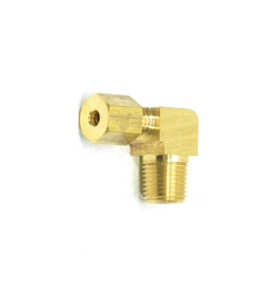 1/8" Tube OD Compression x 1/8" Male Npt Elbow Fitting Adapter Connector - Image 1 of 4
