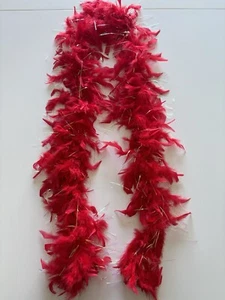 Sparkly Red Feather Boa 72 inches With Gold Accents Halloween Costume Party - Picture 1 of 3