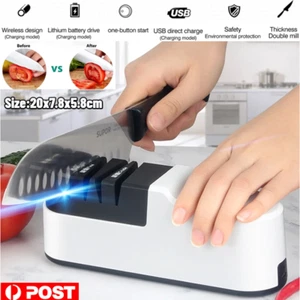 Electric Knife Sharpener Professional Kitchen Scissor Knife Sharpening Tool AU - Picture 1 of 14