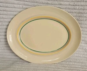Clarice Cliff Art Deco Oval Hand Painted Banded Platter Plate L16" x W13" VGC - Picture 1 of 18
