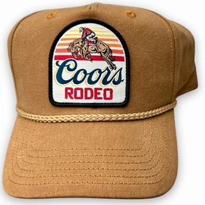 Original Coors Rodeo Hat Adult Snapback Brown Patch Rope Banquet Beer Suede Feel - Picture 1 of 8