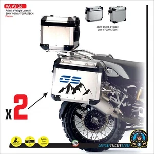 2 Adesivi compatibili valigie laterali moto BMW GIVI Montagne GS Azzurro AY 06 - Picture 1 of 1
