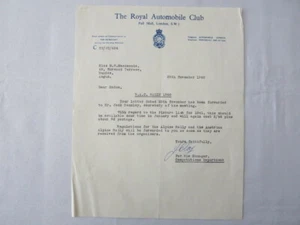 1960 Royal Automobile Club London Letter Letterhead - Picture 1 of 6
