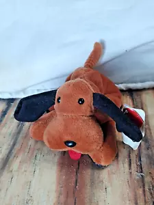 Hugg Co 1996 HUGABEANS DOG 5" Brown Stuffed Animal Rare Toy With Tags - Picture 1 of 13