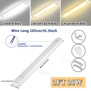 2FT 3FT 4FT LED Batten Tube Light Shop Lights Workbench Garage Ceiling Fixture - Picture 1 of 16