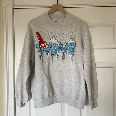 vtg wdve radio sweatshirt XL gray Ice Graphic 80s 90s Jerzees Made In USA - Image 1 of 4
