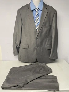 Men’s Porto Filo Extra Fine Italian Tailored Gray Suit Set Jacket 44R 38x29 - Picture 1 of 22