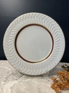 Shenango China 4- Dinner Plates! Embossed Laurel, Gold Trim, Red Band 10.75” - Picture 1 of 8
