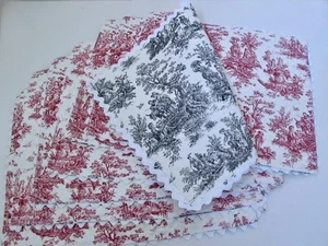 Set of 8 Reversible Toile Placemats in Red Toile and Black Toile Prints Ric Rac - Picture 1 of 15