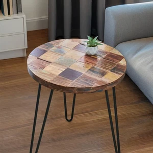 Greenage Reclaimed Wood Side End Table for Small Spaces Coffee Table Night Stand - Picture 1 of 11