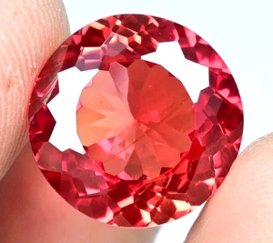 Flawless Natural Orange Red Spinel 17.60 Ct Round Cut Certified Rare Gemstone - Picture 1 of 7