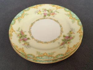 2 Noritake 585 Jasmine China Bread Plates 6.25" Floral Gold Trim - Picture 1 of 7