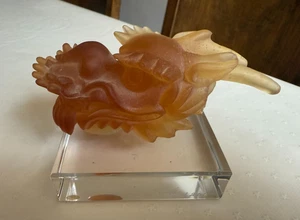 DAUM NANCY DRAGON PATE DE VERRE. 10 CM LONG X 6CM HIGH. 2009 SIGN NANCY .LOVELY - Picture 1 of 5
