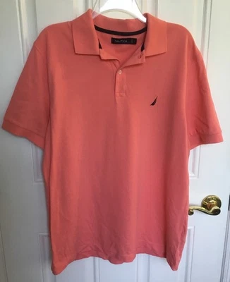 NAUTICA - Camisa polo masculina - Tamanho grande - Manga curta - Cor coral - Imagem 1 de 3