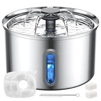 3.5L Trinkbrunnen Haustier Edelstahl Wasserspender für Katzen Hunde mit Filter - Bild 1 von 4