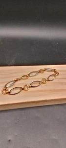 14k Two Tone Gold Oval Link Bracelet 8" 5.9g (GJ951) - Picture 1 of 10