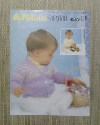Baby Sweater and Cardigan Pattern Booklet DK 18 to 20 Inches Patons 7283 - Image 1 of 2