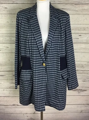 Chaqueta para mujer CAbi #5848 talla XXL The Checkup Blazer azul marino bolsillos de guinga Foto 1 de 4