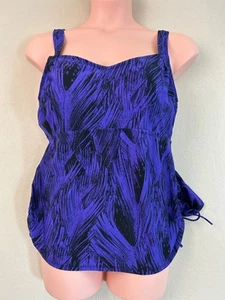 TRAJES DE BAÑO PARA TODOS Tankini Aquabelle púrpura negro estampado abstracto para mujer talla 20 - Imagen 1 de 10