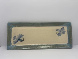 Handmade Pottery Platter With Bluebirds 17” x 7” Signed Holliday - Picture 1 of 7