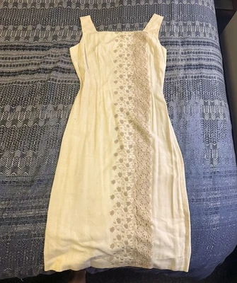 Vestido Elinor Porter Vintage Mujer Crema Ojales - Forrado, bien formado, único  Foto 1 de 4