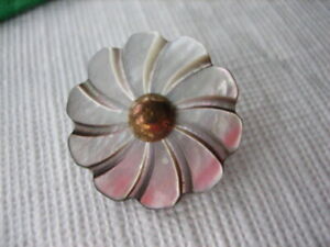 Vintage Medium 15/16" Carved Mother Of Pearl MOP, Shell Pin Wheel Button - PS5