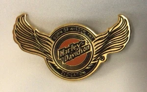 Vintage Harley Davidson 1989 Solid Brass Winged Pin-Born of Wisdom & Dedication - Picture 1 of 6