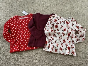 NWT lot Of 3 Old Navy Baby Girls 18-24M Thermal Long Sleeve Tops Red Hearts - Picture 1 of 7
